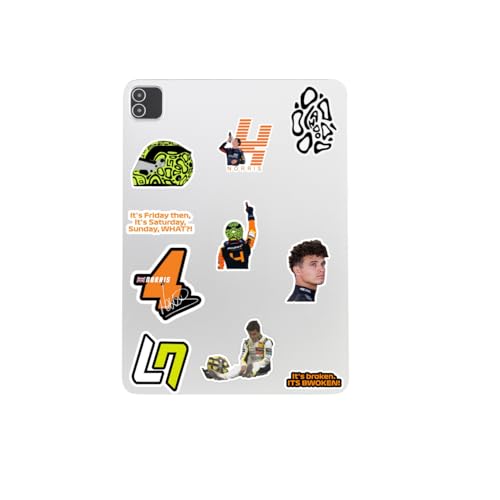 Formula 1 Racing Sticker Pack (10 pcs) for Laptop & Journals | 8x10 in Sticker Sheet | Lando Norris Inspired F1 Stickers | The Drip Kit LN4ever