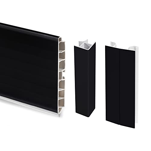 EMUCA - Kit de zócalos para Cocina, con Accesorios de unión, Altura 100 mm, 2 Barras de 2,35 m, plástico, Negro