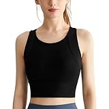 Sports Bra, Posture Corrector Sports Bra, Womens' Sports Bras Longline Wirefree Padded (Obsidian,X-Large)