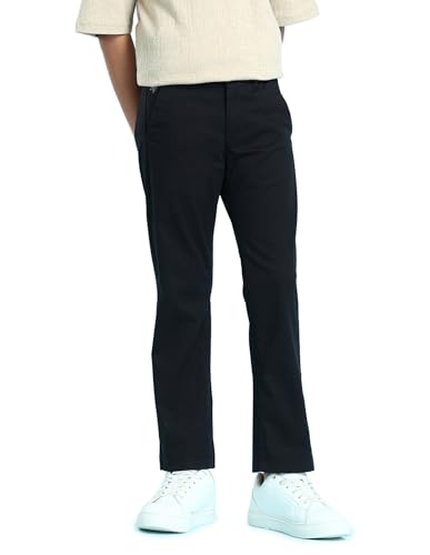 Image of U.S. Polo ASSN. Kids Trousers for Boys - Cotton Stretch Fabric, Mid-Rise Waist, Twill Weave Casual Trousers for Boys