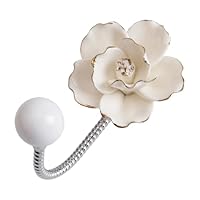 MOROBOR Beautiful 3D Flower Ceramic Wall Coat Hook, White Camellia Decorative Wall Hook for Hanging Bag Keys Towels