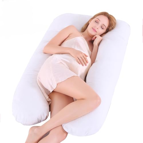 妊娠用枕 U型抱き枕 妊婦用マタニティ 全身枕、背中・腰・足のサポートに、授乳クッション、妊娠抱きまくら、マタニテイー抱き枕 だきまくら 背もたれ 多機能 男性用 女性用 横向き寝 取り外して洗浄可能 (コットンホワイト,152x97cm)