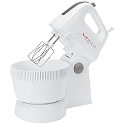 Batidora Nova Moulinex Power Mix HM615110, 5 velocidades y Turbo, Varillas batidoras y amasadoras, Bol Inclinado con Giro automático de 3,3 litros, Contiene espátula de Mezclado, 500 W, Blanco