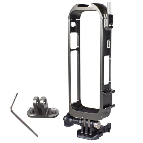 GLIDER Insta360 X4 用 メタルフレーム アルミ製 マウントフレーム アクセサリーシュー付き バッテリー交換可能 ダークブロンズ 縦向き 横向き GLD7028MJ320