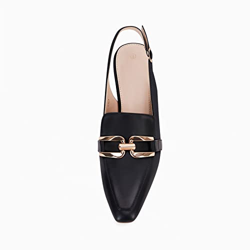 Fashare Womens Kitten Heels Slingback Closed Pointed Toe Dress Shoes Metal Chain Buckle Elegant Pumps3