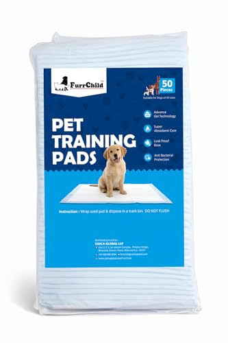 Image of Pet Training Pads for Dogs & Puppies | Super Absorbent Dog & Puppy Pee Pads with Gel Technology | Leak Proof Quick Dry Puppy Training Pads | 60x60 cm | 50 Pack