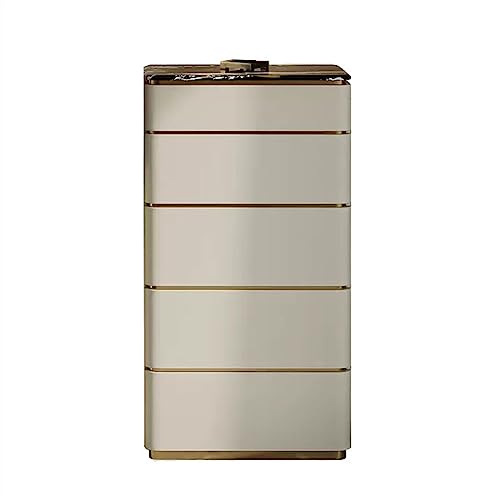 DTACBNEUZ Cómodas Cómoda de 5 cajones, gabinete de Almacenamiento de encimera de mármol for Maquillaje, cajonera Alta de Cuero de Microfibra for Armario y Dormitorio Organizador de Almacenamiento