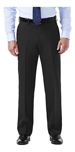 Haggar Men's Travel Performance Mini Tic Classic Fit Plain Front Suit Separate Pant, Ebony, 42Wx30L