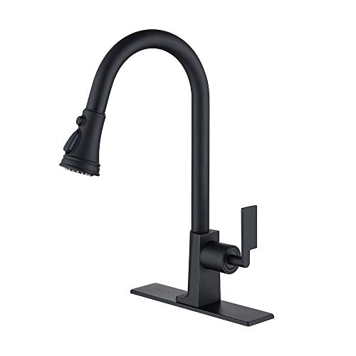 Flash Deals - 60% OFF Matt Black Kitchen Faucet Pull Out Sprayer Gooseneck Deck Mounted Single Handle Stainless Steel Sink Taps with Baseplate Flash Deals - 60% OFF Matt Black Kitchen Faucet Pull Out Sprayer Gooseneck Deck Mounted Single Handle Stainless Steel Sink Taps with Baseplate