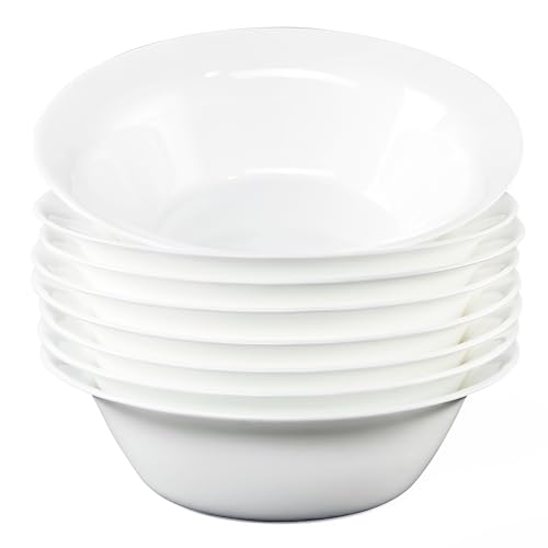 Cyufu Soup Bowls Set Of 8, Tempered Glass White Cereal Bowls cover