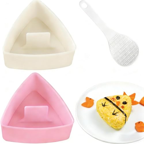 ZXNJA 2 Stück Onigiri Form Dreieck Onigiri Maker Mit Reislöffel Sushi Form Reisbällchen Former Sushi Form Wiederverwendbar Für Restaurant Familienküche Anfänger DIY