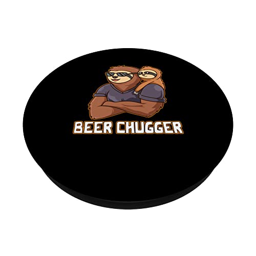 Beer Chugger Dad Beer Lover Daddy Drinker Drinking Funny PopSockets Swappable PopGrip, Black - Image 2