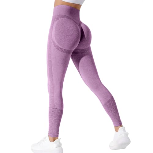 Neteson Mallas Deporte Mujer Push Up Cintura Alta Pantalones de Yoga Elásticos Leggins Control de Barriga Sin Costuras Scrunch Butt para Danza Gym Fitness