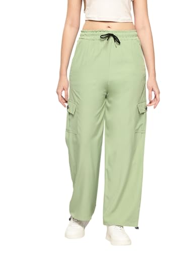 Image of Aarika Womens Casual Wear Black Colour Solid Crep Cargo Pant