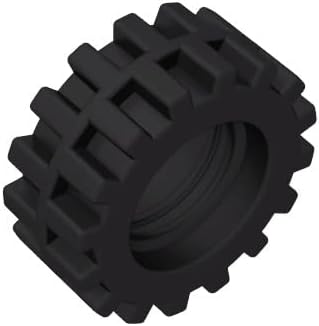 Gobricks GDS-1071 3641 Wheel Tyre 15x6 Offset Tread Small, Black, 50 pcs