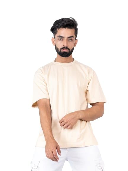Buy Velassi Men Cotton Oversize Plain t-shirt Colour Cream (XS) at 