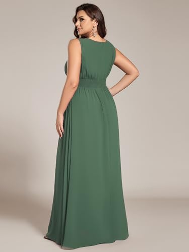 Image of Ever-Pretty Plus Women's Round Neck Sleeveless Empire Waist Maxi Plus Size Formal Gowns Bridesmaid Dresses
