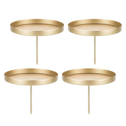 Romadedi Kerzenhalter Adventskranz Gold Stumpenkerzen 10cm - 4er Set...