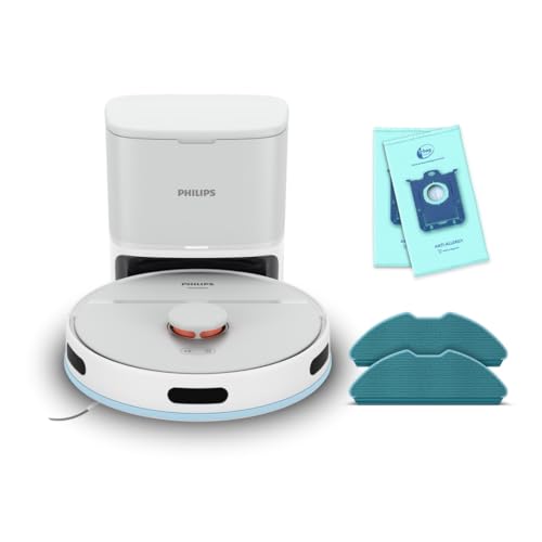 Philips Aspirateur Robot Série 2000 - Aspiration de 2700 Pa, Navigation Laser, Application Homerun, Station de vidage Automatique, Autonomie de 130 Minutes, Mode Tapis (XU2100/20)