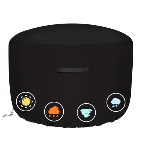 Outdoor Fire Pit Cover Waterproof , Heavy Duty Oxford Fabric with PU Coating for Year-Round Protection (36