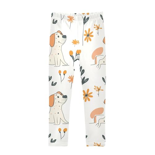 Lovely Dog Flower Animal Girls Casual Leggings for Kids Printed Long Pant Bottoms Stretch and Soft