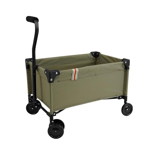 509 Crew: Little Wagon - Khaki - Folding Pull-Along Cart, Adjustable Handle, Canvas-Metal Frame, Transport Toys-Dolls-Stuffed Animals, Kids 3+