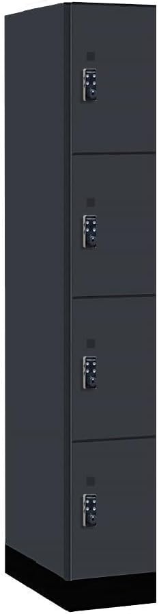 Salsbury Industries 44161CM-R 12 in. Wide Premier Wood Locker - Four Tier - 1 Wide - 6 ft. High - 21 in. Deep - Carbon Mesh - Resettable Combination Locks