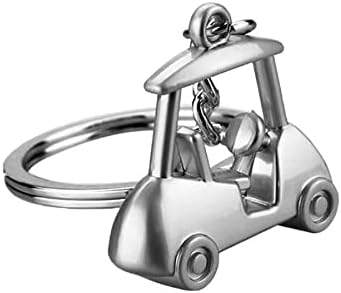 Keychain Golf Cart Pendant Keyring Unisex Key Organizer Holder Keyring Birthday Christmas Wedding Valentine's Day Gift for Men and Women Silver - Image 7