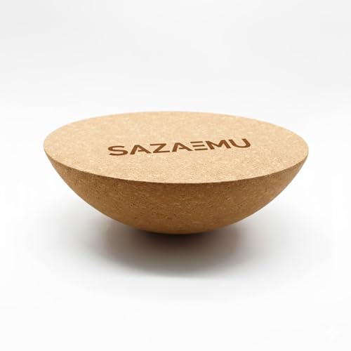 SAZAEMU Balance Board Kork-Halbkugel 30x10 cm aus Naturkork Für Gleichgewicht Yoga Reha & Fitness Kombinierbar mit Balance Boards
