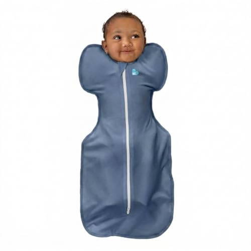 Love to Dream Swaddle UP Baby Sleep Sack Self-Soothing Swaddles for Newborns Get Longer Sleep Secure Fit Helps Calm Startle Reflex New Born Essentials for Baby 1.0 TOG Medium 13-19 lbs Denim