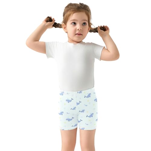 Cute Cartoon Blue Whale Girls Shorts Elastic Waist Sports Shorts Girls Leggings Pants for 4-10 Years3
