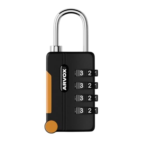 Image of ARVOX Premium 4 Digit Metal Combination Luggage Lock, Heavy Duty Resettable Number Lock for Bags, Suitcases, Backpacks & Travel Security, Pack of 1 (Black)