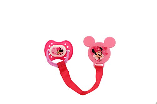 Image of Disney Cudlie Minnie Mouse Baby Girl 4 Pack of 2 Pacifiers & 2 Clips with Hearts for Min Print