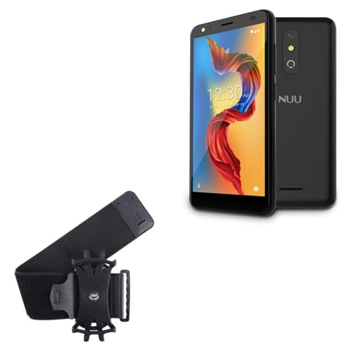 BoxWave Holster Compatible with NUU Mobile A11L - ActiveStretch Sport Armband, Adjustable Armband for Workout and Running - Jet Black