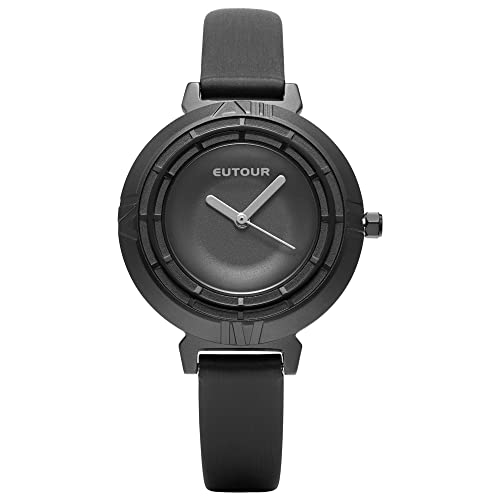 EUTOUR Montre Femme Élégante Minimaliste Quartz Montres Bracelet pour Femmes avec Bracelet en Noir Cover