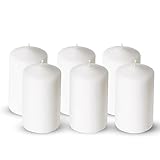 Axiom – Pack of 6 Unscented Pillar Candles 3.15 x 5.50 Inches, Long 89 Hours Burning time - Smokeless Candles – Perfect for Weddings, Parties and Home Décor (White)