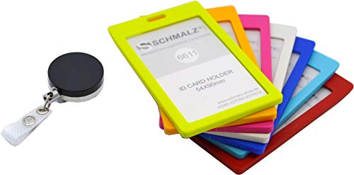 Compartiment pour cartes Schmalz rose avec badge enrouleur en plastique et métal pour ski