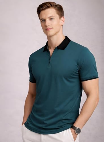 Image of Mens Premium Cotton Polo T-Shirt | 220 GSM Soft Fabric | Casual Stylish Look | Zipper Polo Design Snow White Polo T Shirt | Polo Tshirt for All-Day Wear