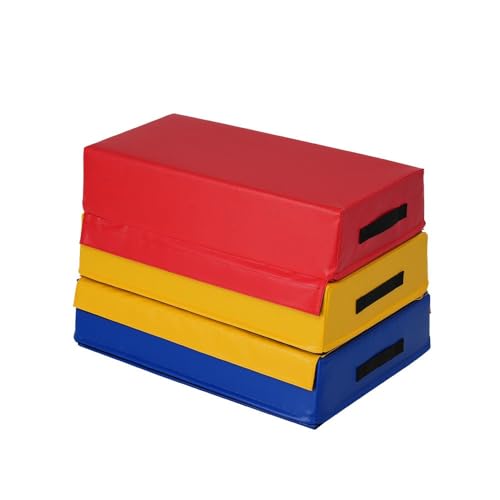 ソフト跳び箱 ジョイント式 子供 幼児 保育園 小学生 スポーツ 家庭用 室内用 (Multicolor + POLYVINYL CHLORIDE + Climbing-3段)