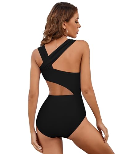 Lilosy Cute Cutout High Waist One Shoulder Piece Swimsuit Bikini Bathing Suit2