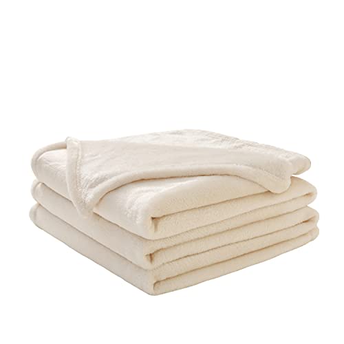 あったか毛布 軽量 もうふ ブランケット 冷房対策 春夏用 オールシーズン 洗える 暖かい ふんわり なめらか 吸湿発熱 マイクロファイバー 柔らかい 静電気防止 シングル アイボリー