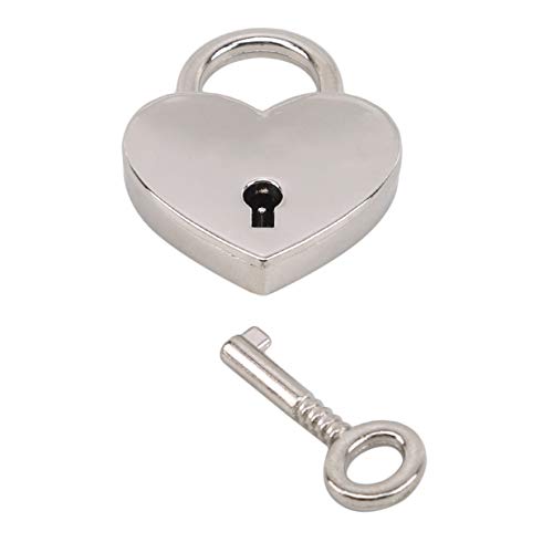 Image of EJY Retro Mini Love Heart Shape Padlock Suitcase Luggage Lock with Keys for Gym,Sports,Employee Locker,Outdoor,Silver
