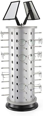 BEAMNOVA Rotating Glasses Display Stand Sunglasses Holder Organizer Rack Eyeglass Turning Commercial Display Stand With Mirror For 44 Pairs of Glasses