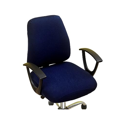 BEALIFE Fundas Antideslizantes para sillas de 2 Piezas a Prueba de Polvo y Elegantes para sillas de Oficina y Ordenador Funda para Silla de Ordenador de poliéster, Azul Marino