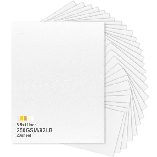 AWQOIU 28-Sheet Glitter Cardstock 8.5x11 250GSM White Glitter Paper for Scrapbooking DIY Crafts Wedding Invitations Cutting Heavyweight for Cards & Decorations
