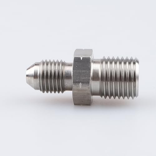 Image of Stainless Steel AN3 Pipe Connector Male JIC -3 AN Thread to Male M12x1.25 mm Metric Inverted Seat Flare Brake Line Union Tube Hose Fitting Adapter