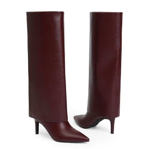 Image of VIUGJNEX Fold Over Boots for Women Fall Tall Knee High Boots