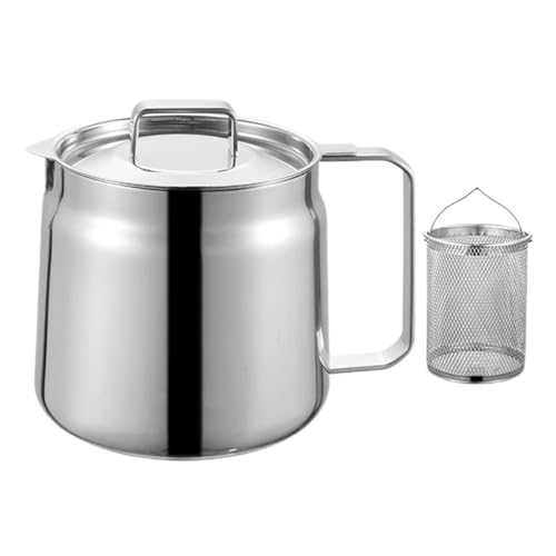 Taza de filtro de aceite para la cocina, recipiente colector de grasa para tocino, almacenamiento de filtro de aceite de cocina de acero inoxidable, ahorrador de grasa multifuncional para filtrar o
