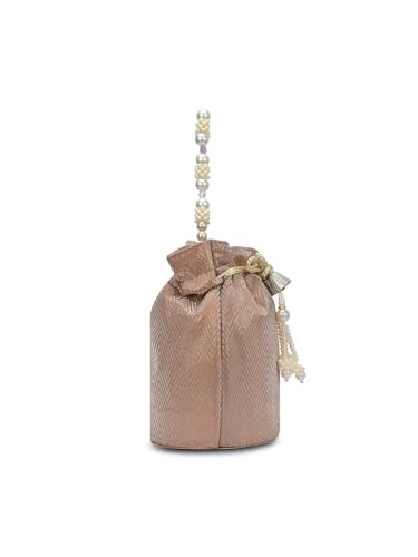 Image of Lavie Signature Women's Bisbee Pearl Handle Potli Bags | Pouches for Festive Party | Batwa Bag Bridal Purse | Gift For Women