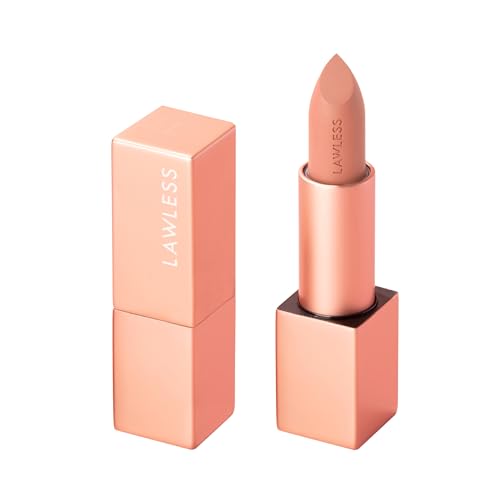 Lawless Women's Forget the Filler Lip-Plumping Line-Smoothing Satin Cream Lipstick, Fawn, Pink, 0.1 Ounce